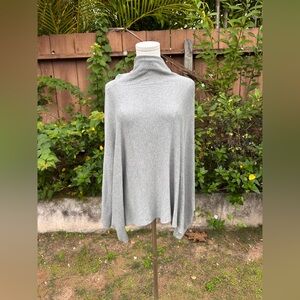Eileen Fisher Gray Poncho Style Turtleneck Sweater Size S